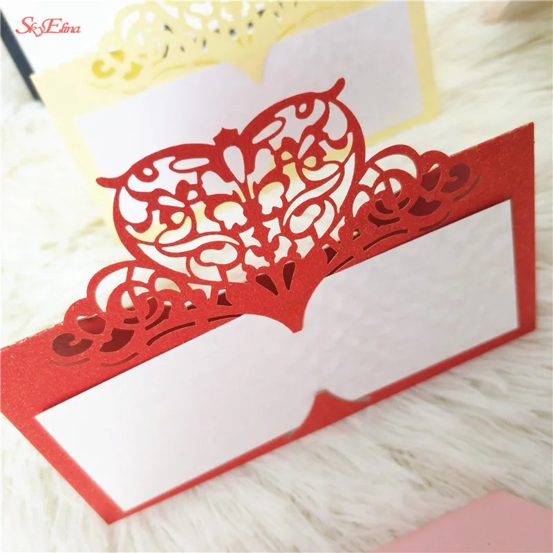 100 шт. лазерная резка форма сердца место карты свадебное имя вино стекло событие с