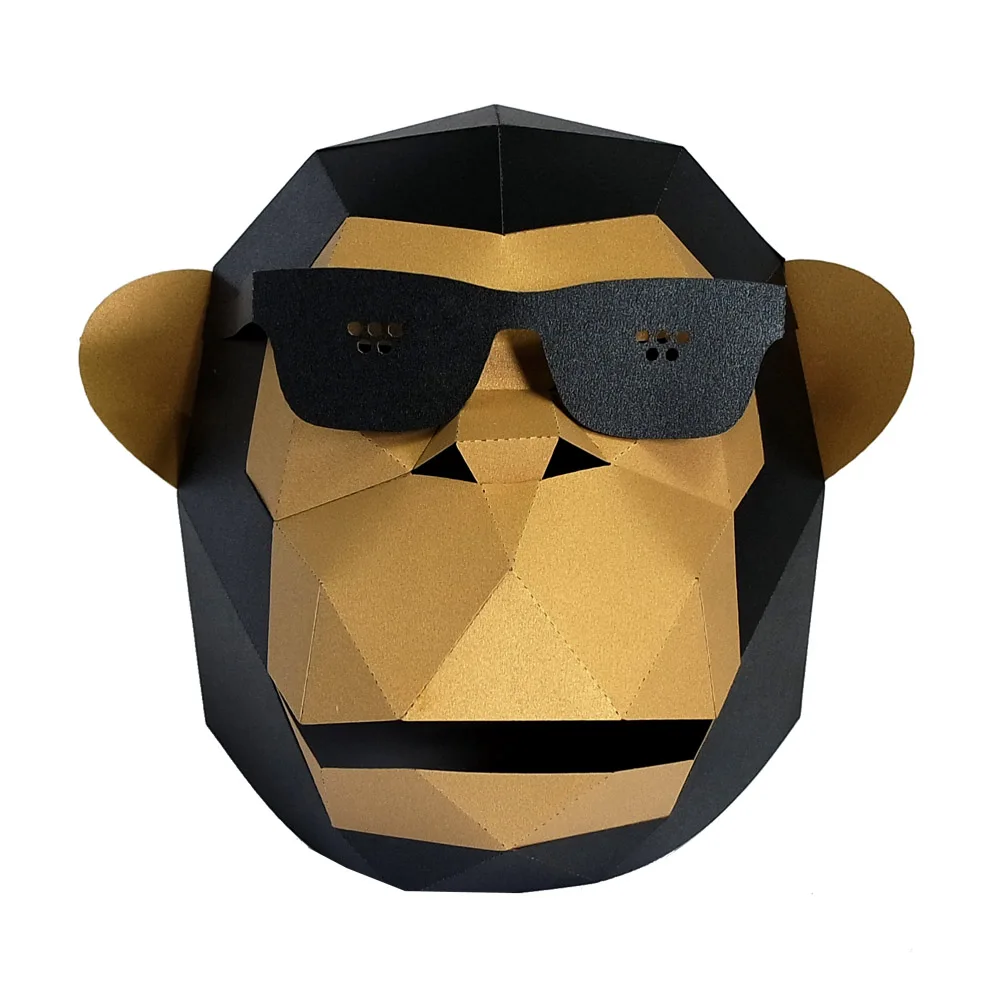 3D Бумажная Маска, модные солнцезащитные очки, костюм гориллы, косплей, сделай сам, бумага, ремесло, Маска модели, Рождество, Хэллоуин, выпускной вечер, вечерние, подарок