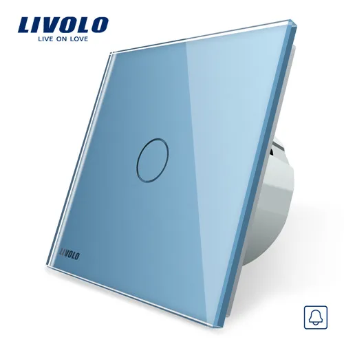 Blue Livolo/Стандартный, кнопка дверного звонка, с украшением в виде кристаллов Стекло переключатель Панель, 220~ 250 V Сенсорный экран кнопка дверного звонка, VL-C701B-1/2/3/5 - Цвет: Blue
