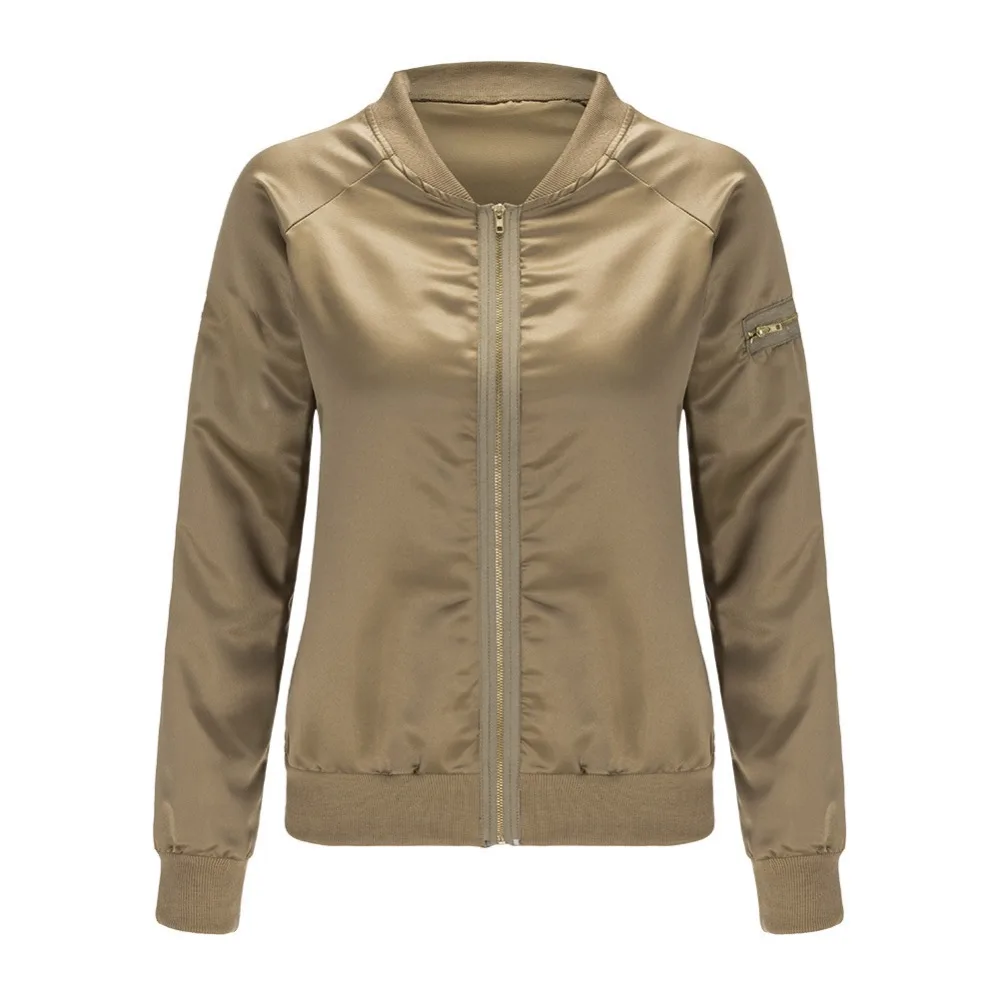 Куртка бомбер Женская Базовая Осень зима 2018 светильник Светло золотистая черная