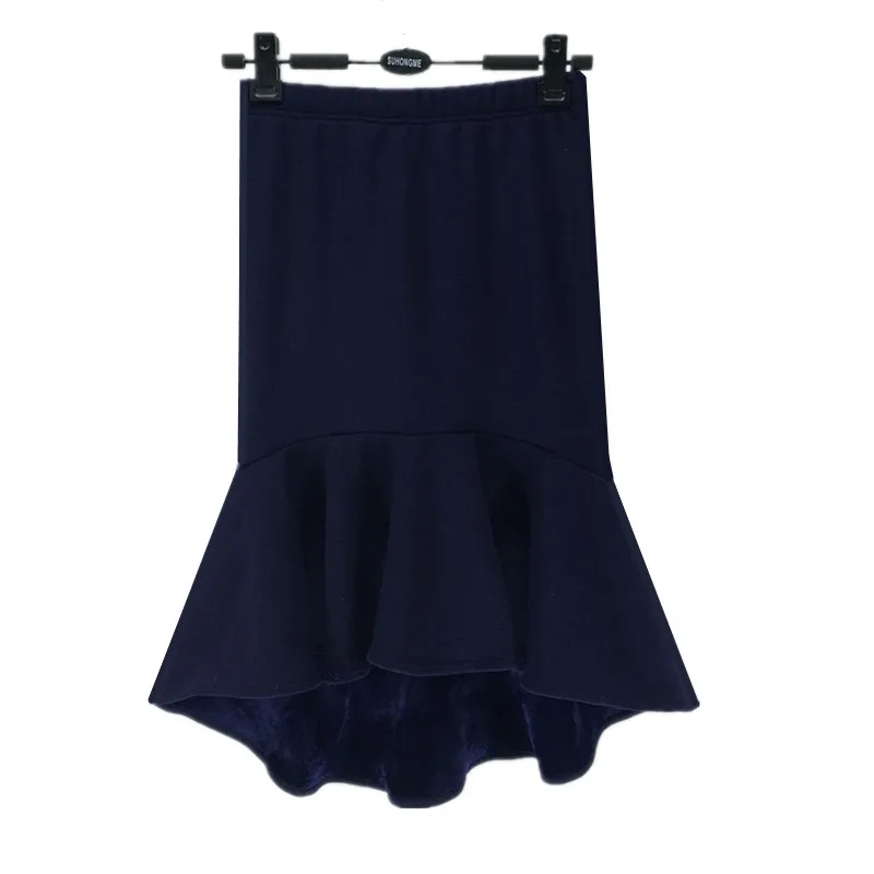 Юбка-карандаш из плотного бархата с юбкой годе модная эластичная юбка-карандаш