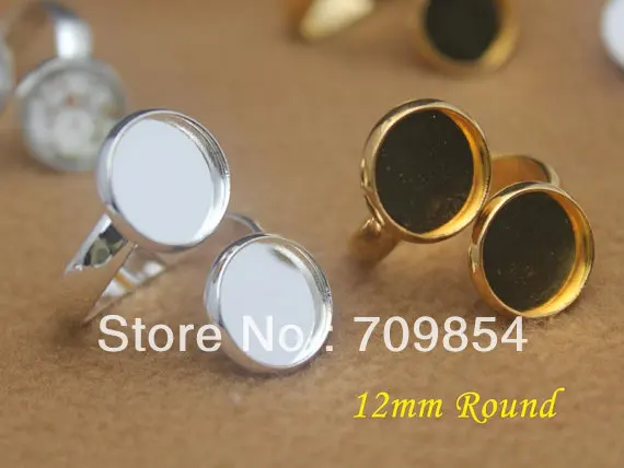 100 шт 12 мм винтажный серебро тон два обрамление кольцо пустой Кольцо база Никель