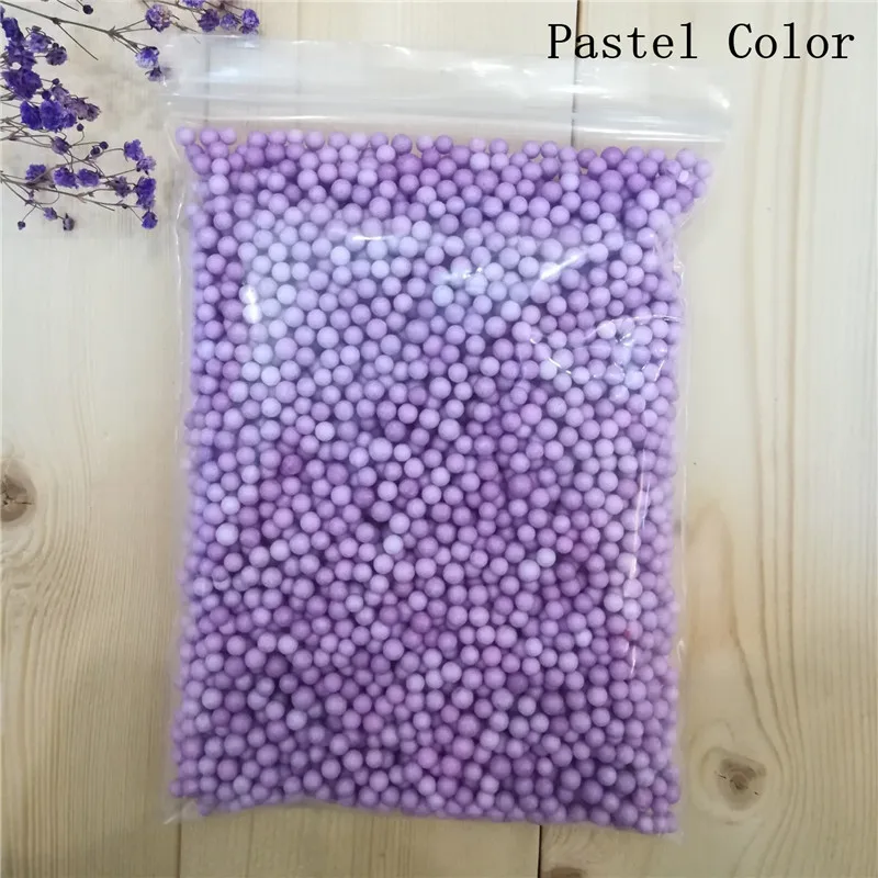 light purple 4-6mm Одежда высшего качества! 13 г/пакет Macarons светильник Цвета пастельные пенопластовые Бусины Красочные пенополистирольные шарики пенопластовые мини шарики ремесла - Цвет: light purple 4-6mm