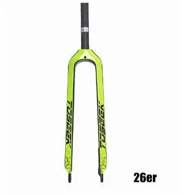 26er yellow TOSEEK 26/27. 5/29 дюймов труба из углеродистого волокна 3K полностью из углеродного волокна, вилы велосипед Mtb горный велосипед вилка, части велосипеда 1-1/" Лидер продаж вилка - Цвет: 26er yellow
