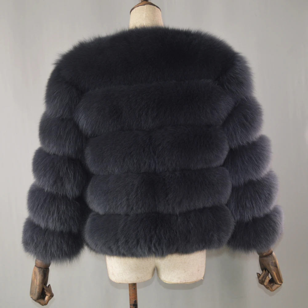 Женское пальто из натурального Лисьего меха длинная куртка качественная