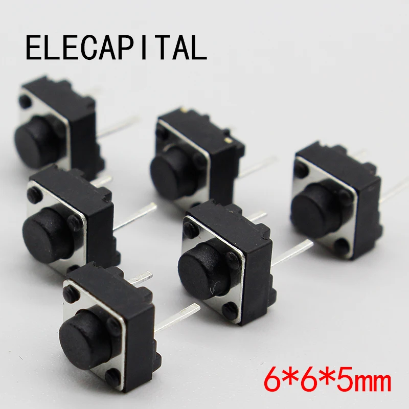 Бесплатная доставка 6X6X5mm 2pinTactile Tact Mini Кнопочный микропереключатель мгновенный 100