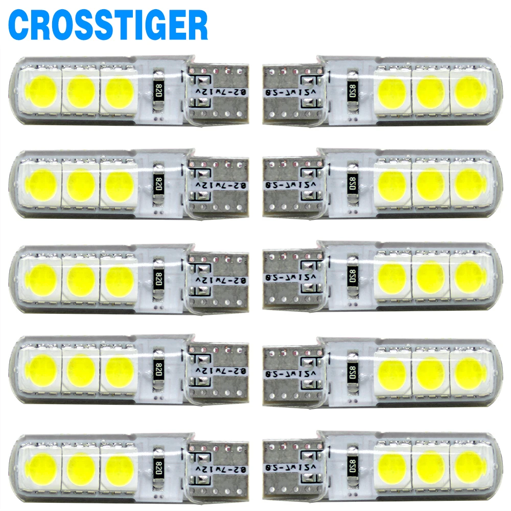 10 шт. Автомобильные светодиодные лампы W5W T10 194 5050 COB 6SMD|t10 smd|10pcs t10 ledlight led 12v |