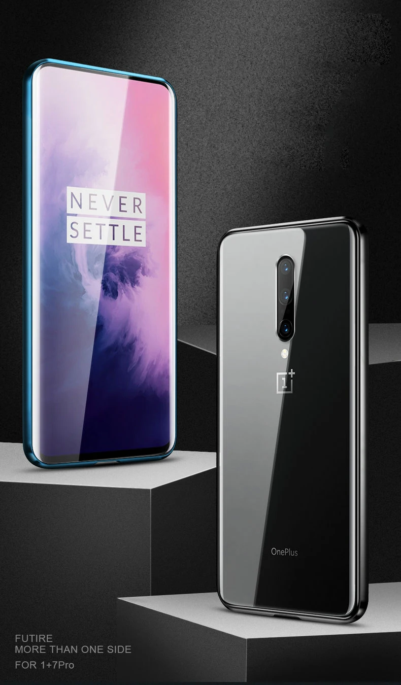 360 Полный Магнитный чехол для телефона для Oneplus 7 7 Pro Coque алюминиевая металлическая рамка чехол бампер двухсторонний стеклянный чехол для Oneplus 6