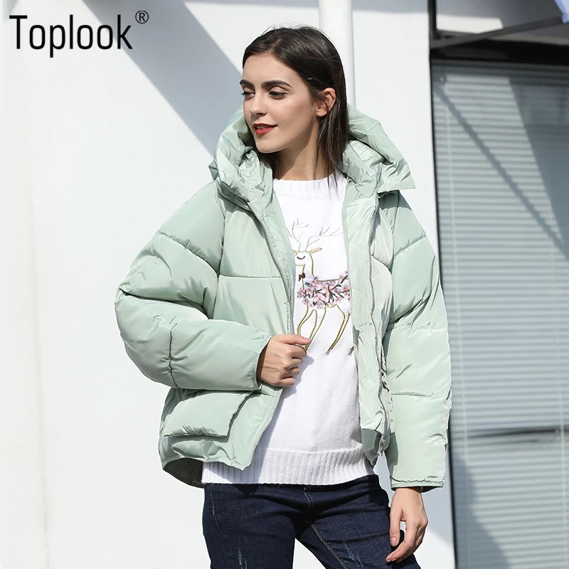 Toplook Повседневное карманы с капюшоном зимние пальто 2017 женская обувь Твердые