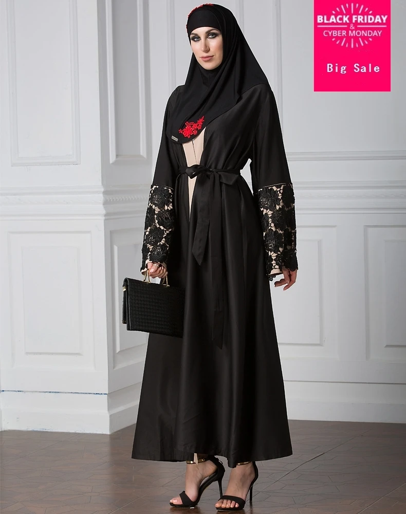 Новое поступление, модный мусульманский кружевная Абая раньше, Турция, Ближний Восток, исламский кардиган, платье, музыкальный Рамадан wj868
