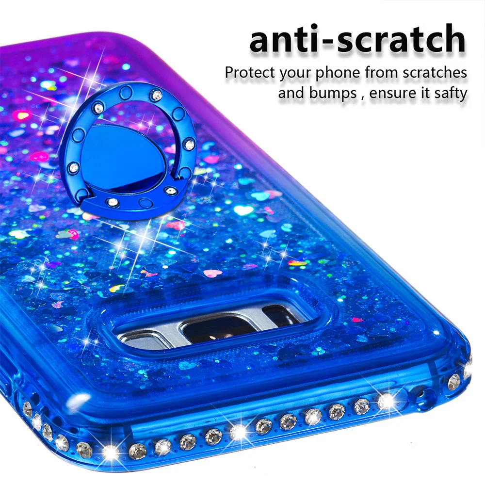 Quicksand bling Case For Samsung Galaxy S8 S9 Cover TPU Back Plus With Ring Buckle Bracket |