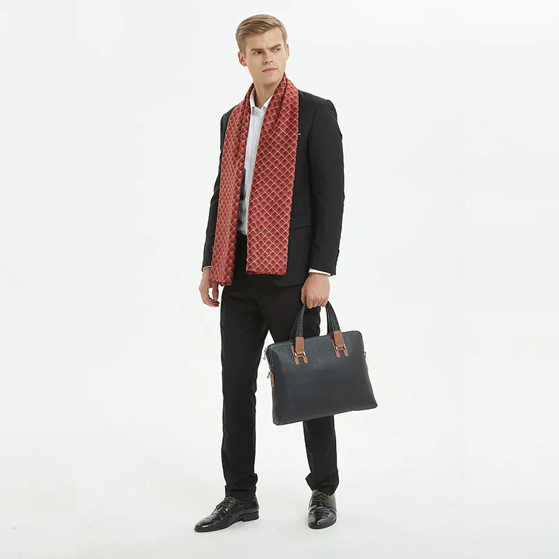 DANKEYISI новый мужской шарф клетчатый длинный шелковый шейный платок Мягкий шарфы