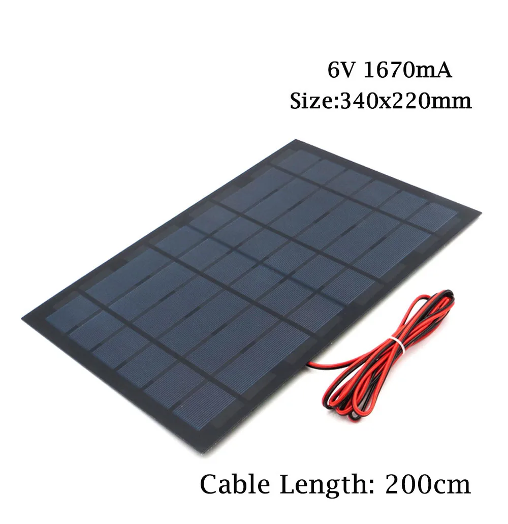 6V 1670mA 6V 9V 18V Панели солнечные с 100/200 см провода Мини Солнечная Системы "сделай сам" для Батарея сотовый телефон Зарядное устройство 2 Вт 3 Вт 4,5 W 6W 10W солнечная игрушка - Цвет: 6V 1670mA