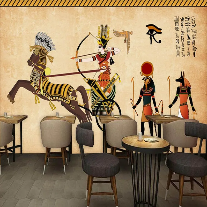 Пользовательские росписи Ретро египетская стенная роспись бар КТВ фон Ресторан