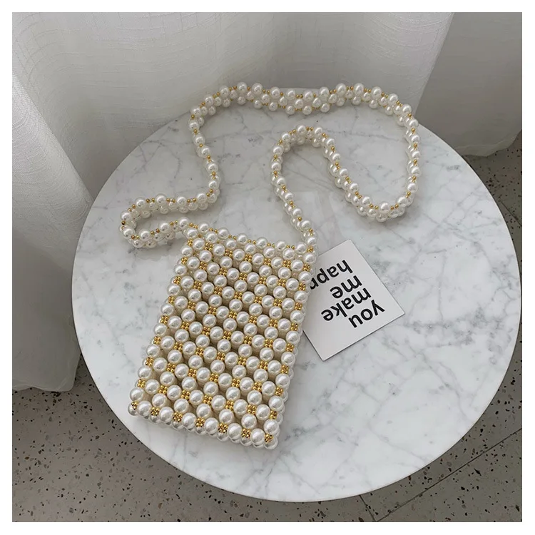 сумка женская 2019 Модный с жемчугом ручной работы из бисера для мобильного