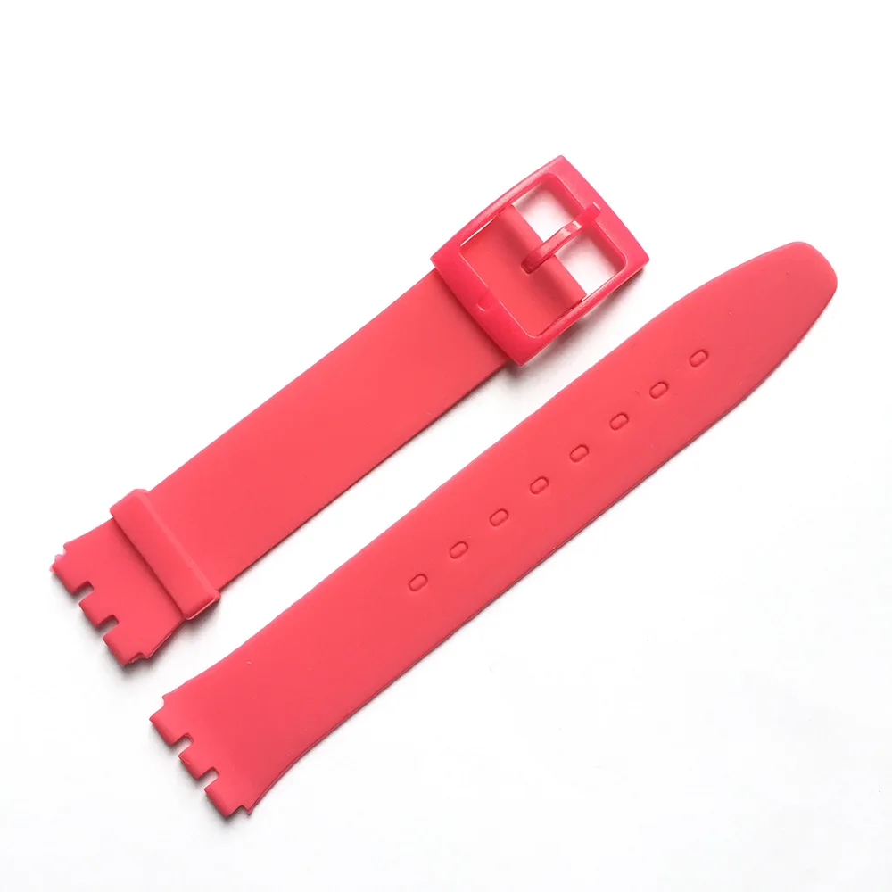 Ультра-тонкий ремешок для часов Swatch кожаный ремешок штырь на замену Пряжка 16 мм силиконовый резиновый браслет красный синий черный белый ремешок для часов