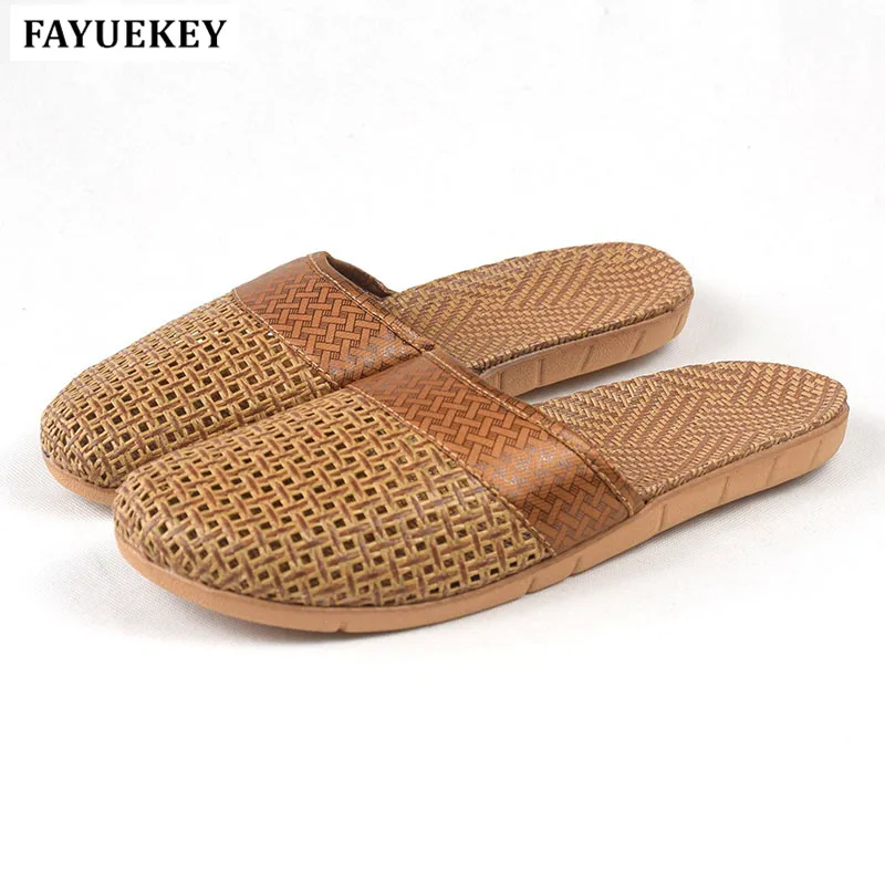 FAYUEKEY 18 новые модные летние домашние льняные Нескользящие дышащие тапки мужские