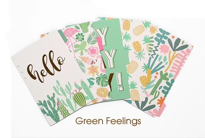 Green Feelings 5 шт./компл. с отрывными листами индекс страниц Бумага разделитель для спиральных Тетрадь 6 отверстиями A5 A6 планировщик Тетрадь аксессуары - Цвет: Green Feelings