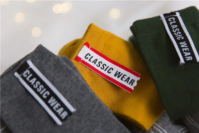 2017 горячие осенние зимние хлопковые носки с надписью Женские однотонные теплые