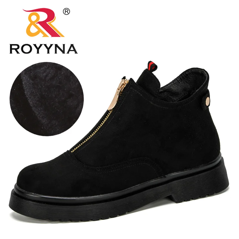 ROYYNA 2019 New Designer Popular Women Winter Boots Classic Zipper Snow Ankle Flock Warm Plush Outdoor Shoes Trendy | Обувь