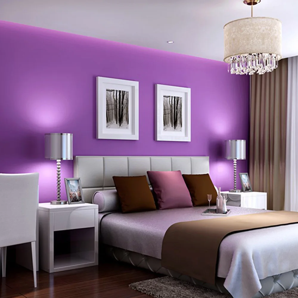 Современные обои рулоны Фиолетовые сплошной цвет гостиная фоновые обои|Наклейки