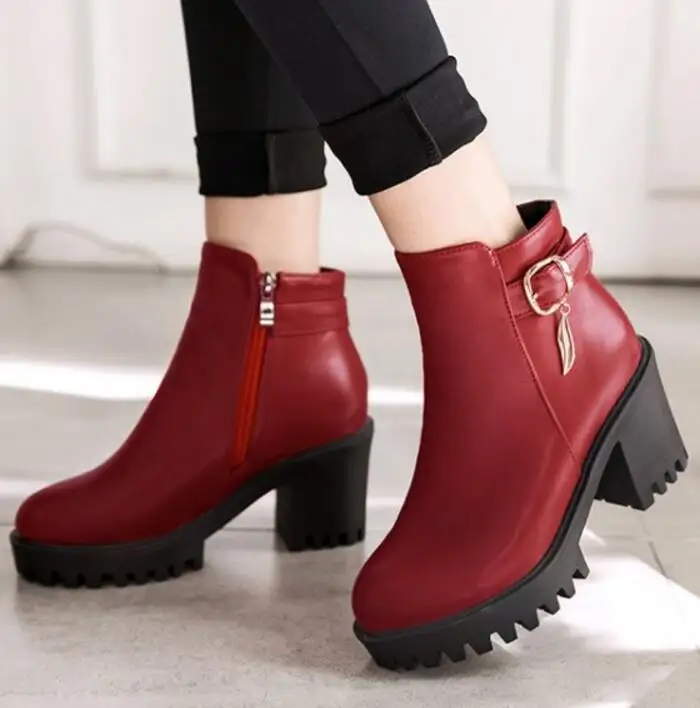 Зимние женские модные туфли-лодочки Размеры 22-62 Женские ботильоны на платформе с