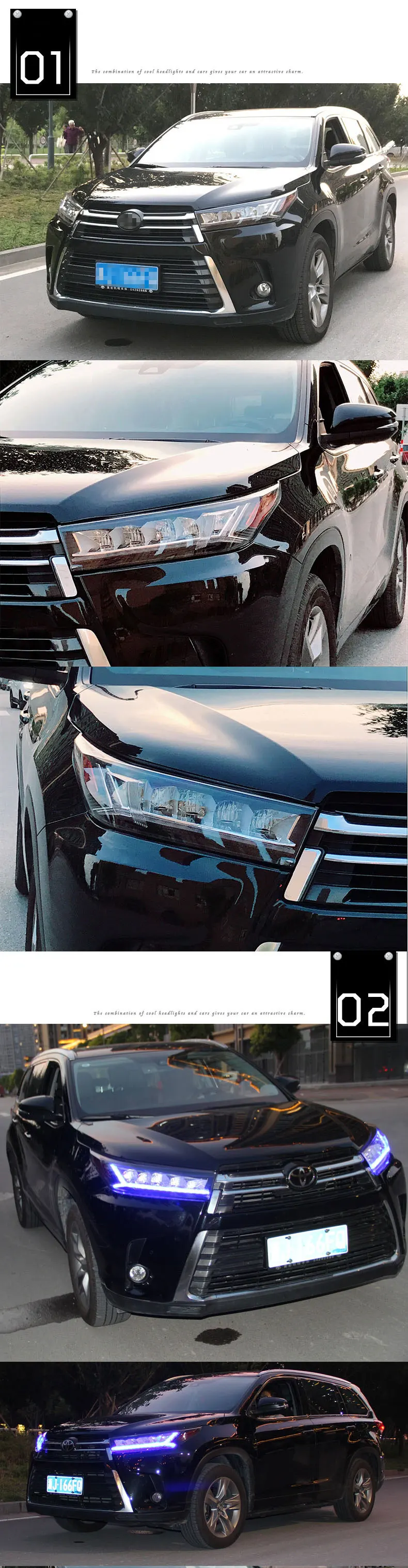 Автомобильный Стильный чехол на голову для Toyota Highlander фары Highlander светодиодный DRL Объектив Двойной Луч Биксенон HID