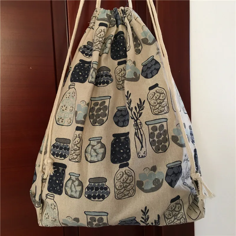 YILE хлопковый льняной рюкзак на шнурке для путешествий обувь сортированная сумка