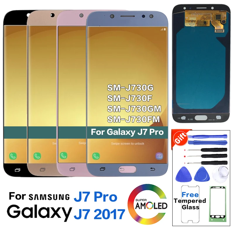 Супер Amoled ЖК дисплей для Samsung Galaxy J7 Pro 2017 сенсорный экран дигитайзер J730Y J730F