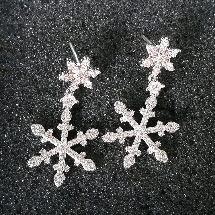 PhoenRing fashion perfect Snowflakes AAA level Micro CZ zircon personality shine Party dangle earrings For women jewelry | Украшения и