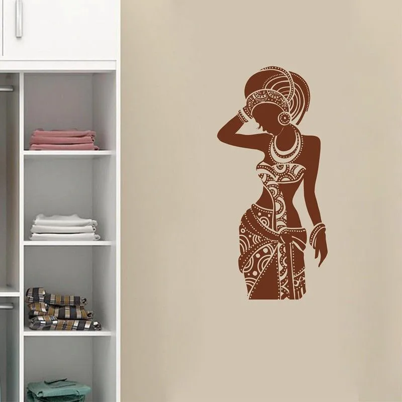 Vinyl Art Removable Home Decoration Beautiful Black African Woman Wall Sticker Beauty Living Room Poster Mural Decals LY1293 | Дом и сад