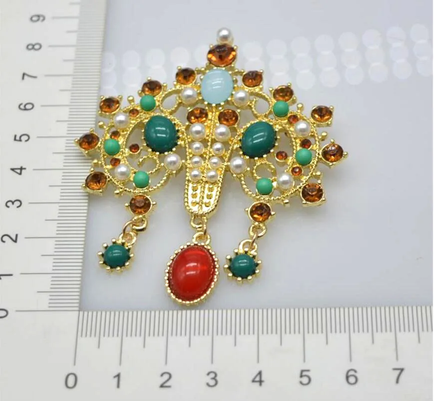 Женская винтажная разноцветная брошь CSxjd с кристаллами и большим камнем