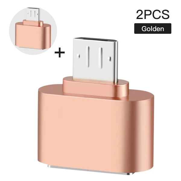 ACCEZZ Мини OTG адаптер Micro USB к USB 2,0 конвертер для Xiaomi huawei Android телефон кабель планшетный ПК флэш-накопитель мышь OTG - Цвет: 2PC Gold