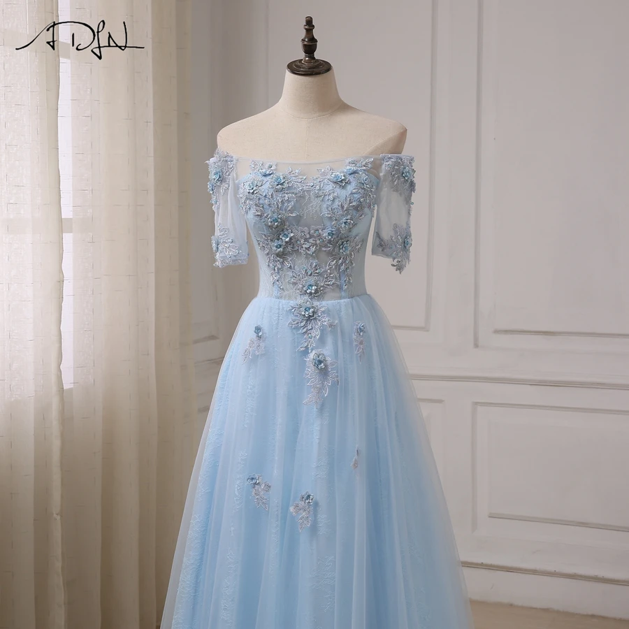 ADLN Robes De Soiree Лодка шеи See хотя платья выпускного вечера аппликация бисером блестки