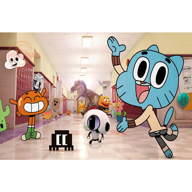 Удивительный мир Gumball Плакат на заказ холст плакат художественная отделочная ткань для дома ткань настенный плакат печать шелковая ткань - Цвет: Синий