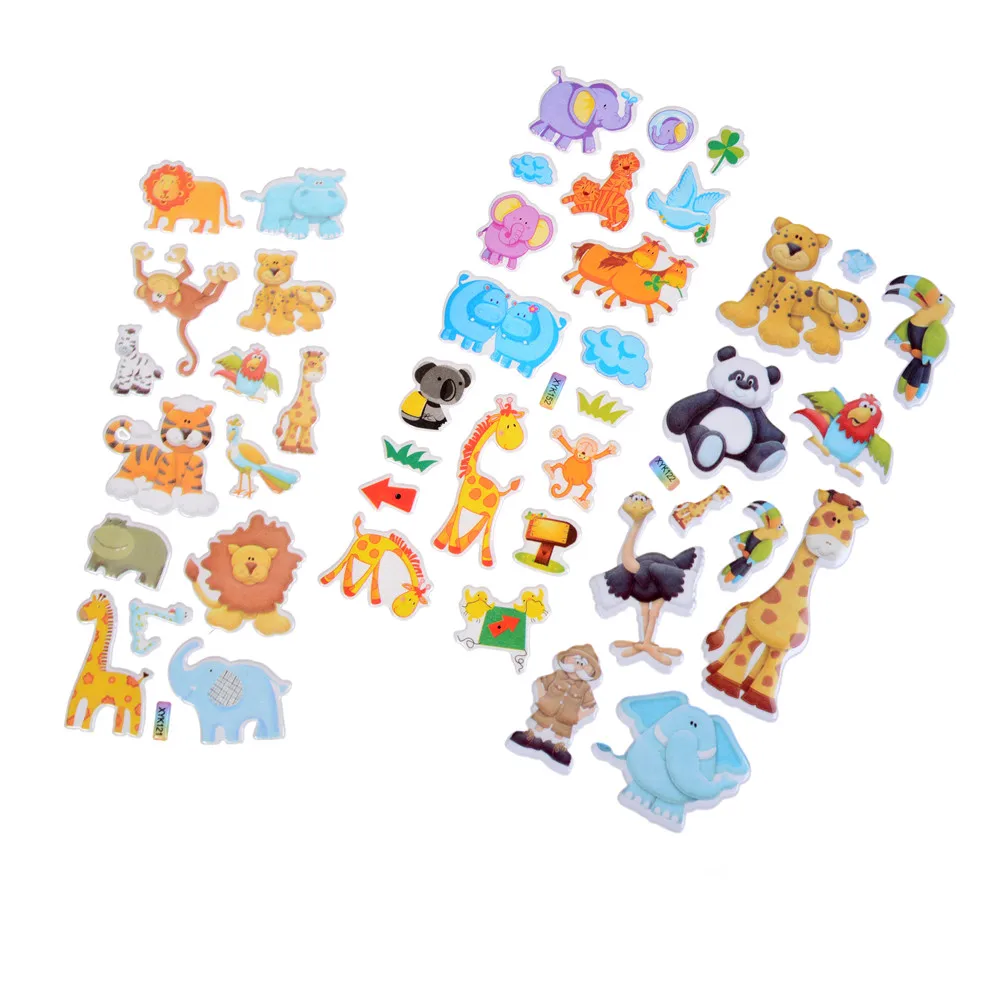 TOYZHIJIA новые Мультяшные животные зоопарк 3D ПВХ Наклейки Детские игрушки для