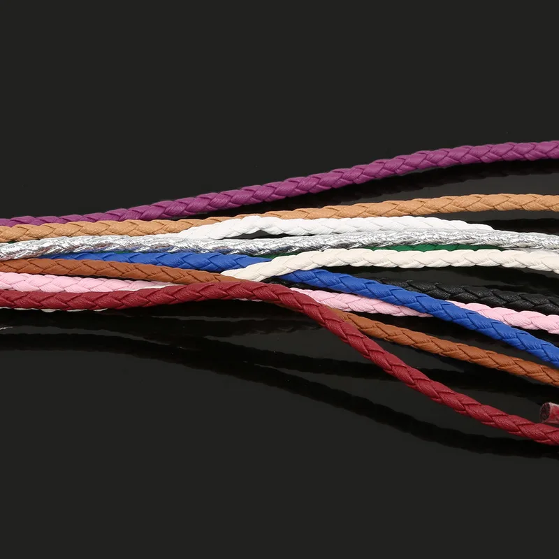 4 мм 5 м разноцветные круглые плетеные шнурок из искусственной кожи для
