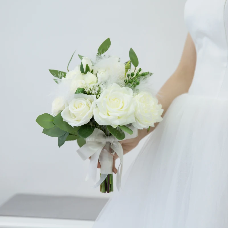 Брошь из искусственного шёлка с ручкой в западном стиле|Свадебные букеты| |