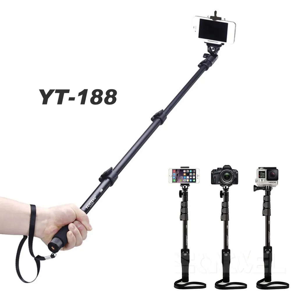 Ручной раздвижной монопод для селфи Yunteng 188 камеры палка штатив телефонов iphone 7 8