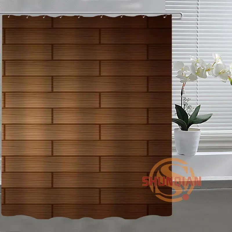 Новая мода из дерева на заказ душевая занавеска ткань для ванной полиэфира