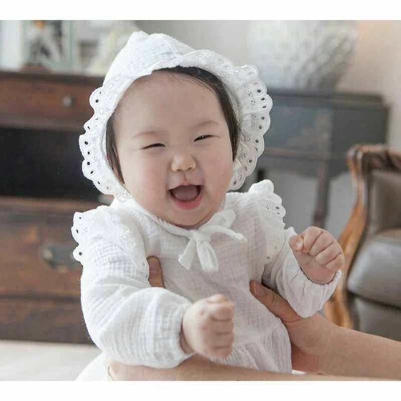 Комплект одежды для маленьких девочек боди из 100% хлопка + шапочка вечерние