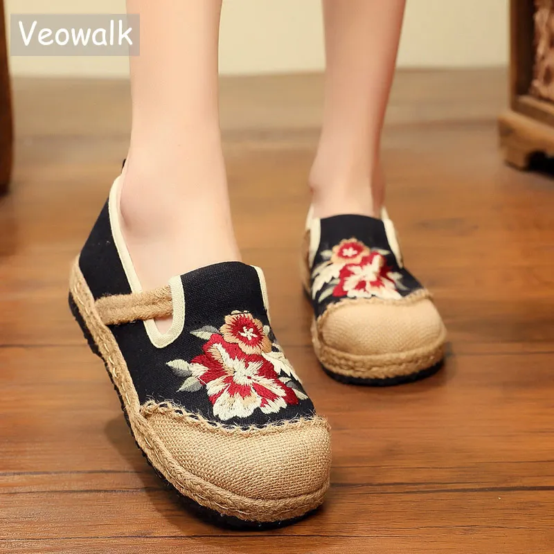 Veowalk/веганские женские лоферы ручной работы из льна и хлопка Эспадрильи с