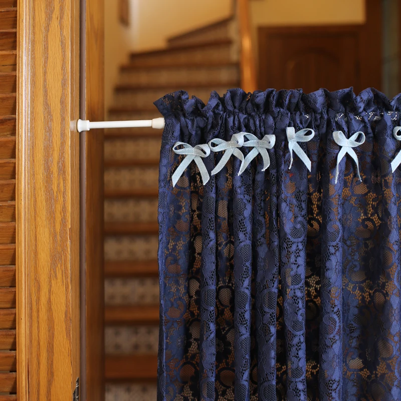 Темно-синяя Кружевная декоративная готовая Короткая занавеска в Корейском стиле