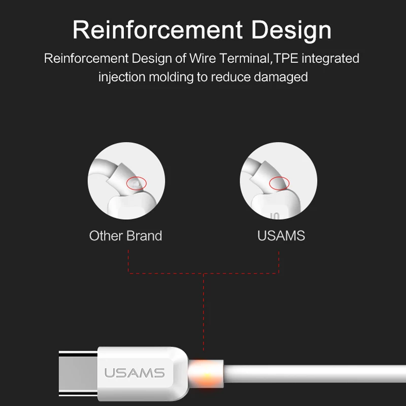 Usb кабель для iphone 8 7 6 Micro Type C быстрой зарядки Кабель зарядного устройства USAMS Microusb