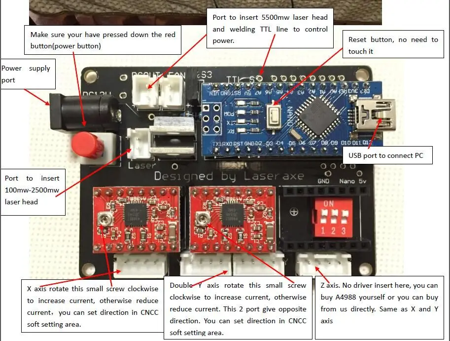 Лазерный гравировальный станок DIY 2 осевой шаговый двигатель плата управления
