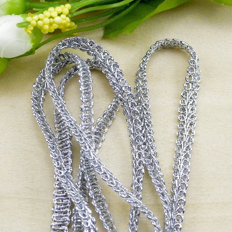 Декоративная плетеная лента для одежды DIY золотистая/Серебристая/черная длиной 50
