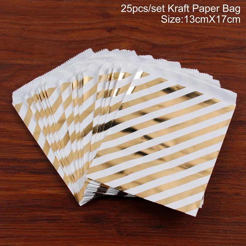 Style 28 QIFU 25 шт крафт-бумажный мешок для попкорна волнистые полосы коробка конфет Подарочная упаковка Сумки печатные бумажные лакомства сумки Свадебный День Рождения Декор - Цвет: Style 28