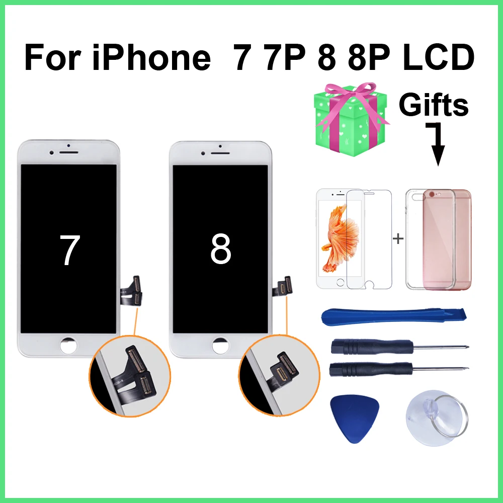 Сменный ЖК экран для iPhone 7 7Plus Дисплей iphone 8 Plus без битых пикселей с 3D касанием AAA