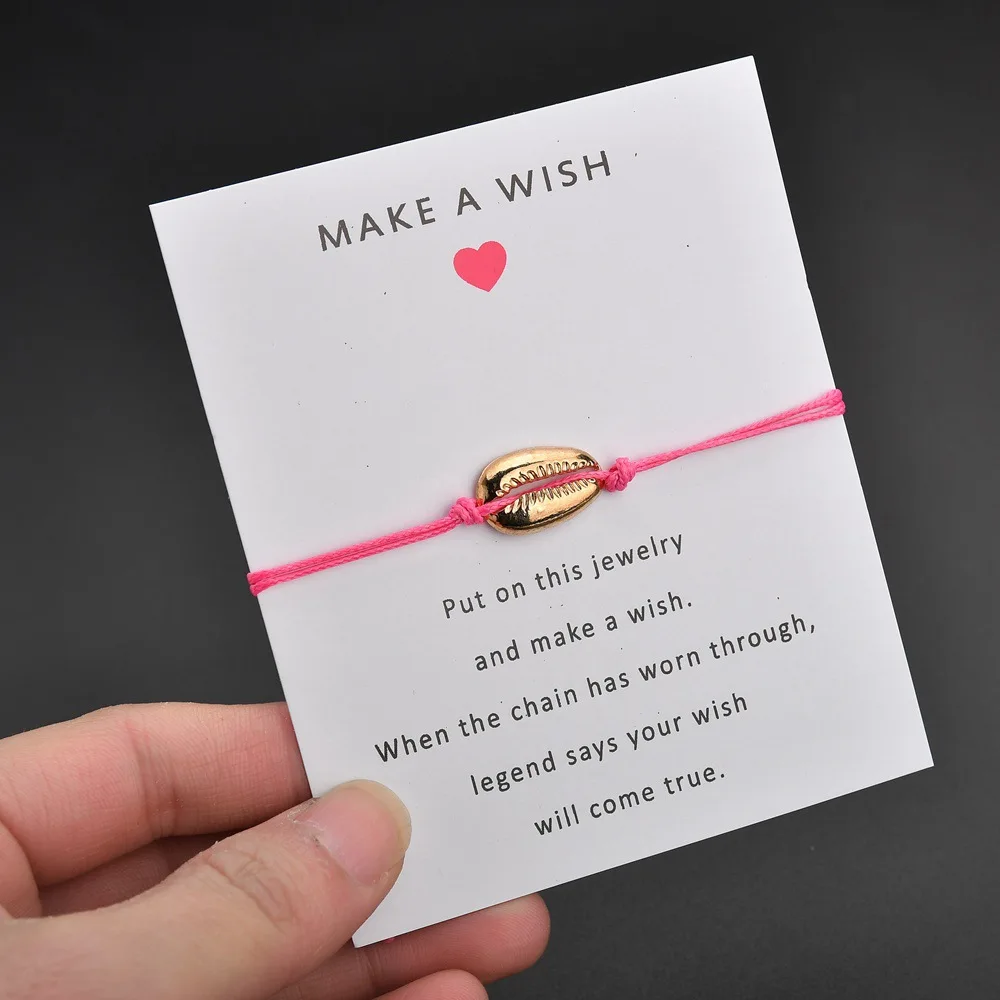 Новинка браслеты с подвесками Make a Wish в виде Золотой ракушки регулируемой