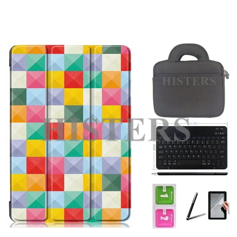 BBK10-HLF 6-в-1 Для lenovo Tab P10 TB-X705F TB-X705L-Tri-Folding печатных Smart Cover чехол+ Bluetooth клавиатура+ сумка+ стилус+ Защитная пленка на экран+ влажные салфетки - Цвет: BBK10-HLF